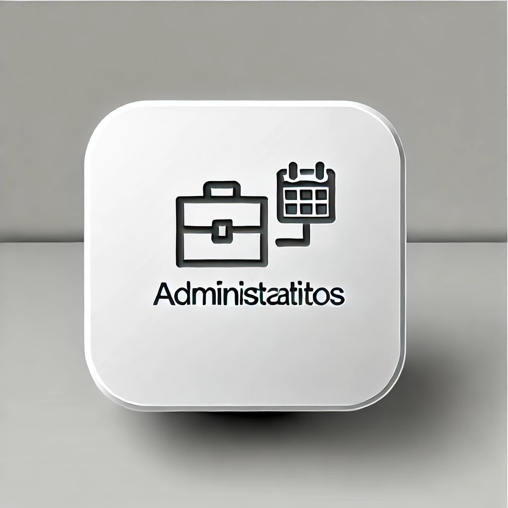 DALL·E 2024-08-26 13.32.21 – A minimalist square image design for a button representing the concept of ‘administrativos’. The design sho