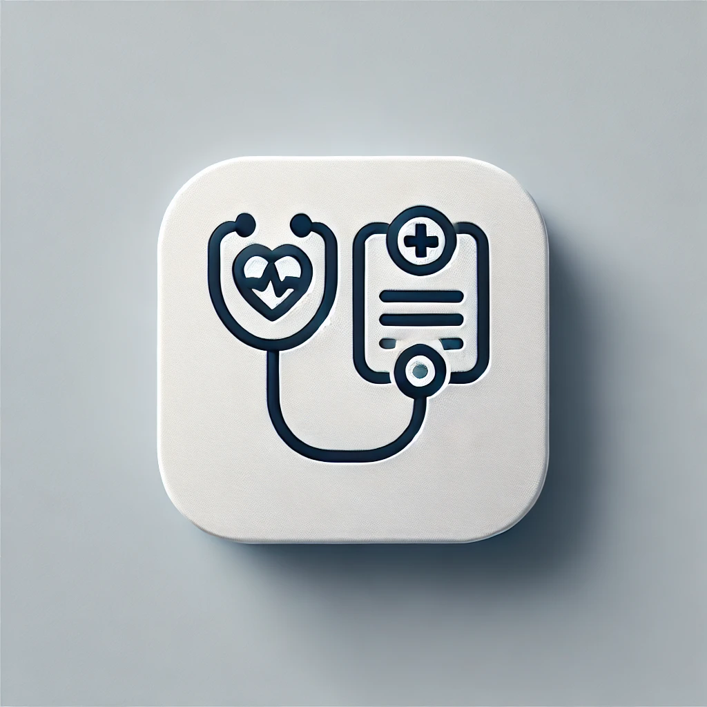 DALL·E 2024-08-26 13.35.45 – A minimalist square image design for a button representing the concept of ‘Guías de atención médica’. The d